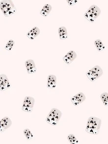 prettysecrets 24pcs Short Square Heart Print Fake Nail & 1pc Nail File & 1sheet Tape - Multicolor - View 3