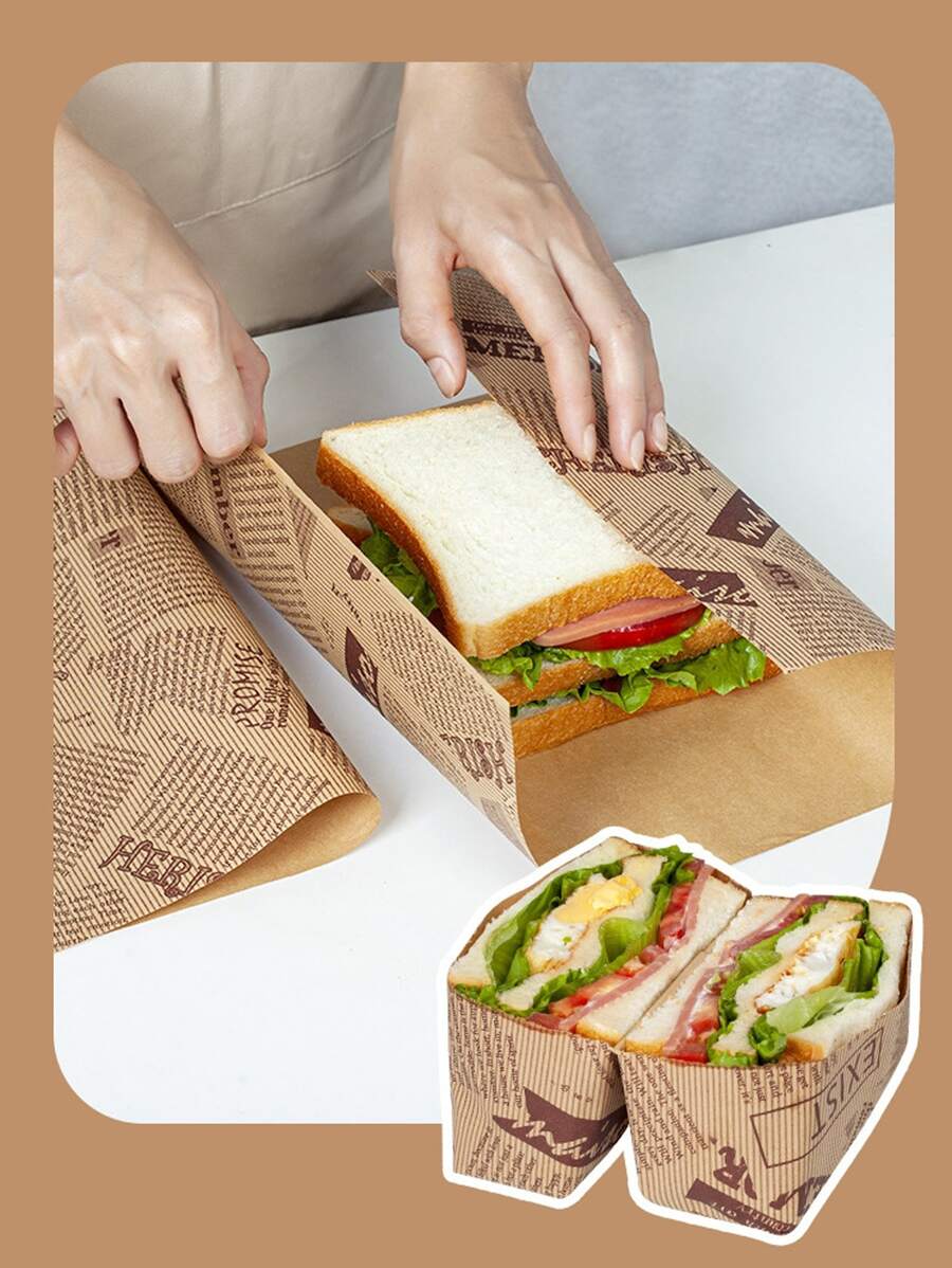 50pcs Packing Paper, Suitable For Sandwiches, Breakfast Wraps, Burgers, Rice Bal - Multicolor - View 1