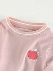 Toddler Girls Apple Print Tee - Baby Pink - View 3