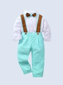 Baby Boy Bow Front Shirt & Suspender Pants - Multicolor - View 2