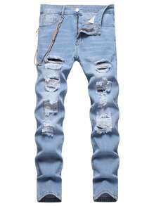 Uomo Jeans strappati con catena - Lavaggio chiaro - Visualizzare 1