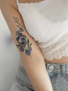 1pc Romantic Floral Pattern Temporary Tattoo Sticker For Arm Body - Multicolor - View 4
