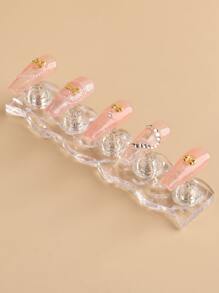 FULL BEAUTY 5pcs Pink Acrylic Nail Design Practice Stands With 1pc Clear Base Holder Magnetic Nails Holders Training Fingernail Display Stands Diy Nail Crystal Holders For Home Nail Salon,Nail Supplies,Nail Tools,Nail Art Tools,Back To School,Nails,Nail Tools For Press On Nails - Clear - View 2