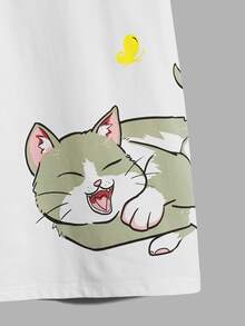 Manfinity Men Japanese Letter & Cartoon Graphic Tee - White - View 3