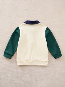 Yierying Baby Boy Color Block Patched Pocket Sweatshirt - Beige - View 2