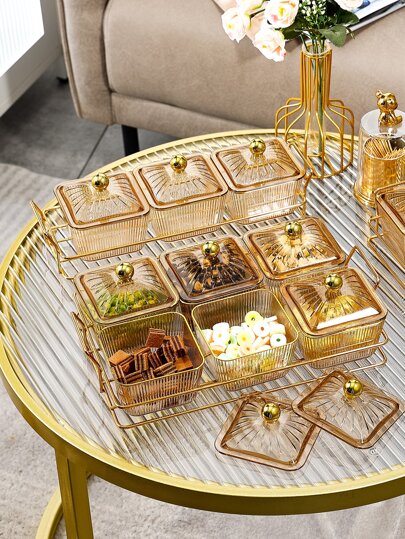 1 set Nordic Minimalist Plast Divided Frukttallrik, Snacktallrik för godis, torkad frukt, te, festbricka, kök, julklapp