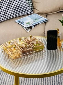 1 套北欧简约塑料分隔水果盘、零食盘，用于糖果、干果、茶、派对托盘收纳盒、厨房、圣诞礼物 - 香檳色 - 查看 3
