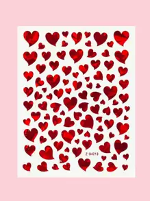 1sheet Heart Pattern Nail Art Sticker Nail Stickers DIY Nails Nail Supplies - Multicolor - View 3