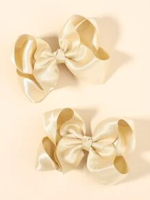 bilicaca 2pcs Toddler Girls Bow Decor Hair Clip - Gold - View 1