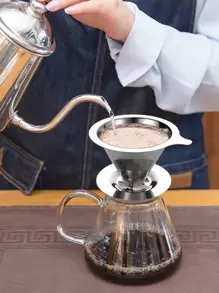 1入組帶支架不鏽鋼咖啡過濾杯，咖啡用具 - 銀色 - 查看 5