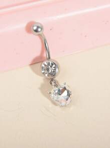 1入組水鑽愛心掛飾臍釘銅首飾類