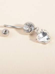 1入組水鑽愛心掛飾臍釘銅首飾類