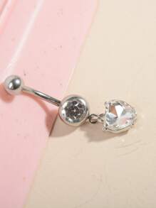 1入組水鑽愛心掛飾臍釘銅首飾類