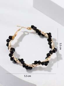 Hoa tai vòng cườm - màu đen - Xem 3