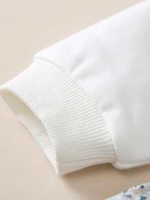 Niñas Vestido 2 en 1 con estampado floral y letra bajo con fruncido - Blanco - Ver 3