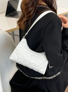 衍縫細節法棍包 - 白色 - 查看 7