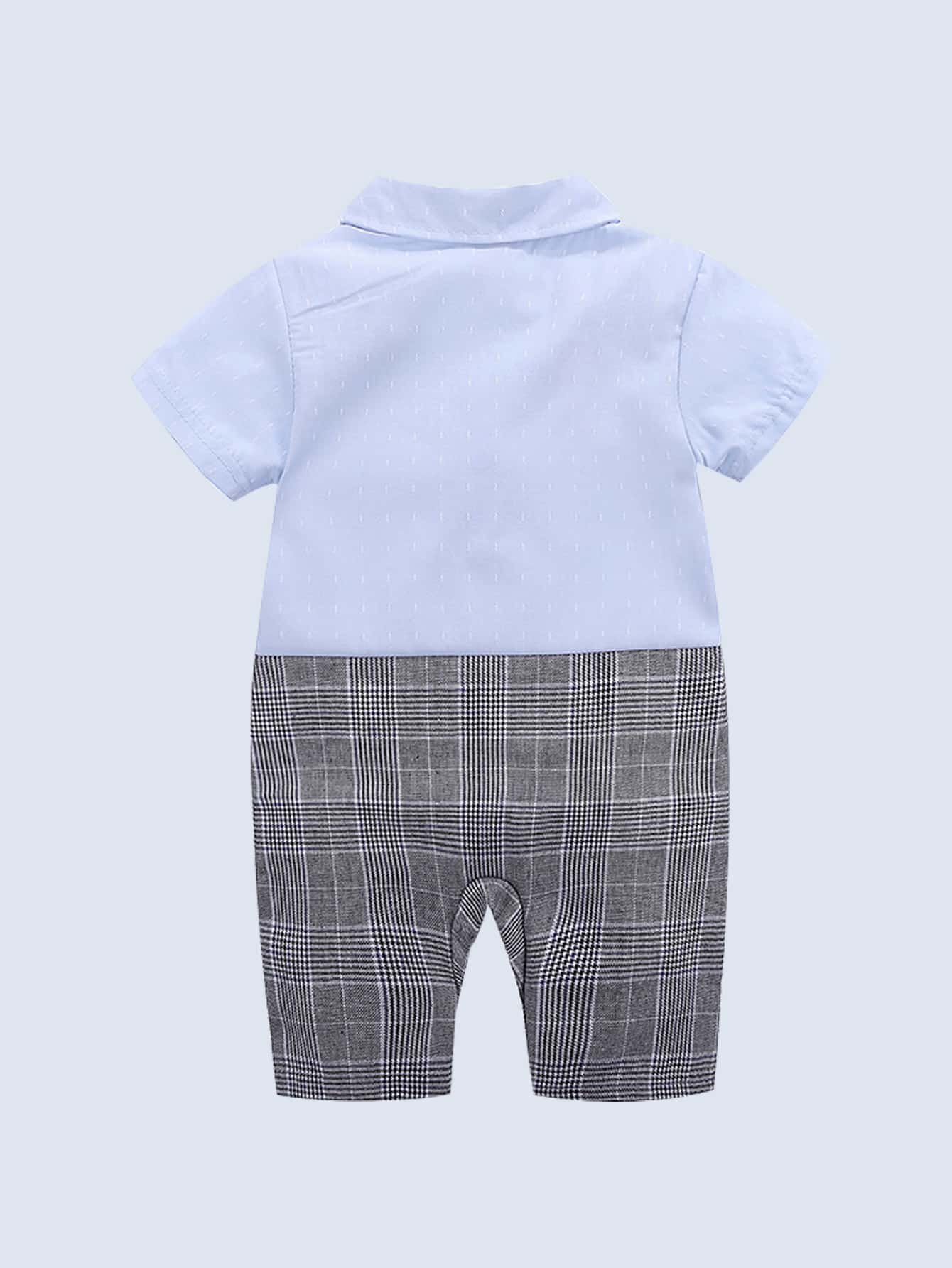 Đứa bé trai Kẻ sọc Nơ mặt trước 2 trong1 Áo liền quần - Nhiều màu - Xem 1