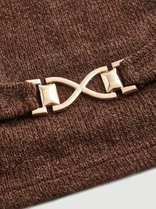 SHEIN MOD Top tank crop de cuello alto con diseño con hebilla - Café integral - Ver 2