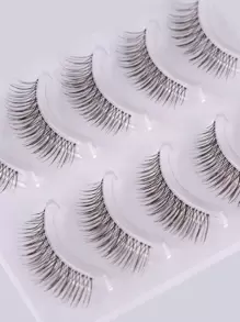 5 pares de pestañas postizas de imitación de tallo natural y transparente, adecuadas para el look de maquillaje simple de las adolescentes - Negro - Ver 2