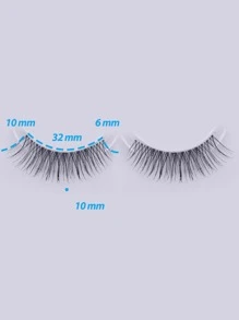 5 pares de pestañas postizas de imitación de tallo natural y transparente, adecuadas para el look de maquillaje simple de las adolescentes - Negro - Ver 3