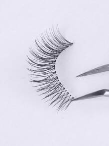 5 pares de pestañas postizas de imitación de tallo natural y transparente, adecuadas para el look de maquillaje simple de las adolescentes - Negro - Ver 4