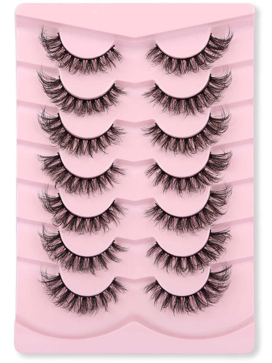 分體假睫毛，7對約15mm搖擺優雅3D睫毛 - 黑色 - 查看 1