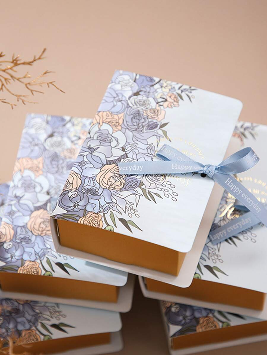 2入組創意藍玫瑰書形禮盒，婚禮派對糖果禮盒，硬殼紙盒婚禮派對禮品袋 - 彩色 - 查看 1