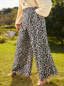 S BETRO Plus Leopard Print Wide Leg Trousers - Multicolor - View 5