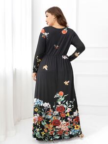 DEARCASE 大碼印花隱藏口袋洋裝 - 黑色 - 查看 2