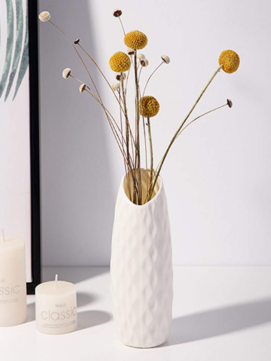 1pc Plastic Vase Ornament,Home Decor,Flower Vase,Centerpiece,Table Decor Room Decor Glass Vase - White - View 1