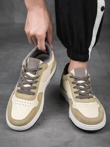 Men Colorblock Lace-up Front Skate Shoes - Apricot - View 5