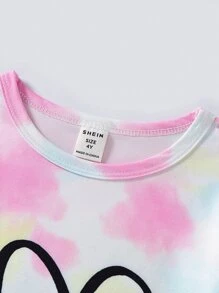 Toddler Girls Tie Dye Heart Print Snug Fit PJ Set - Multicolor - View 3