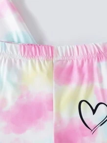 Toddler Girls Tie Dye Heart Print Snug Fit PJ Set - Multicolor - View 5