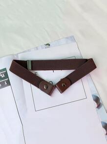 極簡風格素色腰帶 - 咖啡棕 - 查看 2