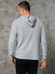 GENTILAND Men Solid Drawstring Hoodie - Light Grey - View 2