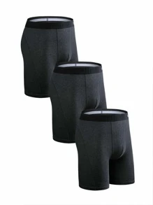 3pcs Men's Breathable And Comfortable Long Boxers