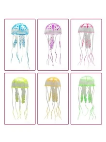 3pcs Random Color Silicone Luminescent Artificial Jellyfish Aquarium Decoration, Underwater Landscape Decor - Multicolor - View 8