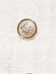 SHEIN PETITE High Waist Double Breasted Tweed Skirt - White - View 4