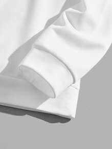 Manfinity VCAY 男士字母圖案抽繩連帽衫 - 白色 - 查看 3