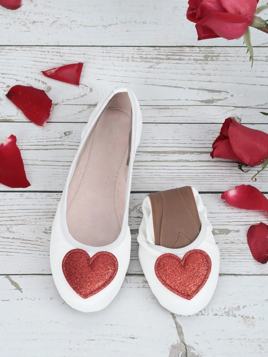 Bailarinas con patrón de corazón - Blanco - Ver 1