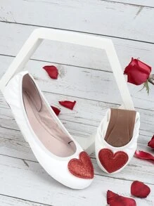 Bailarinas con patrón de corazón - Blanco - Ver 2