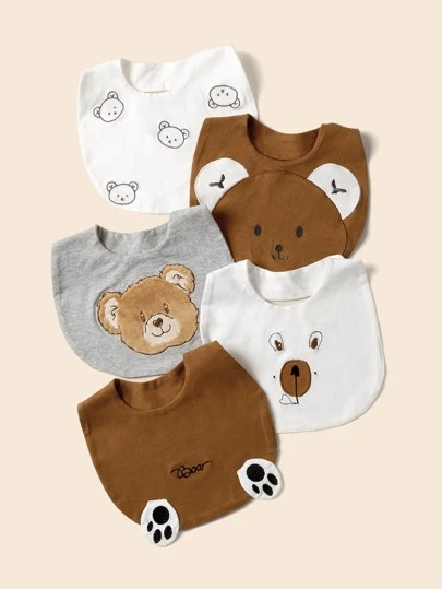 3pcs Baby Random Bear Pattern Bib