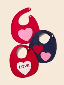 2pcs Baby Random Heart Pattern Bib - Multicolor - View 1