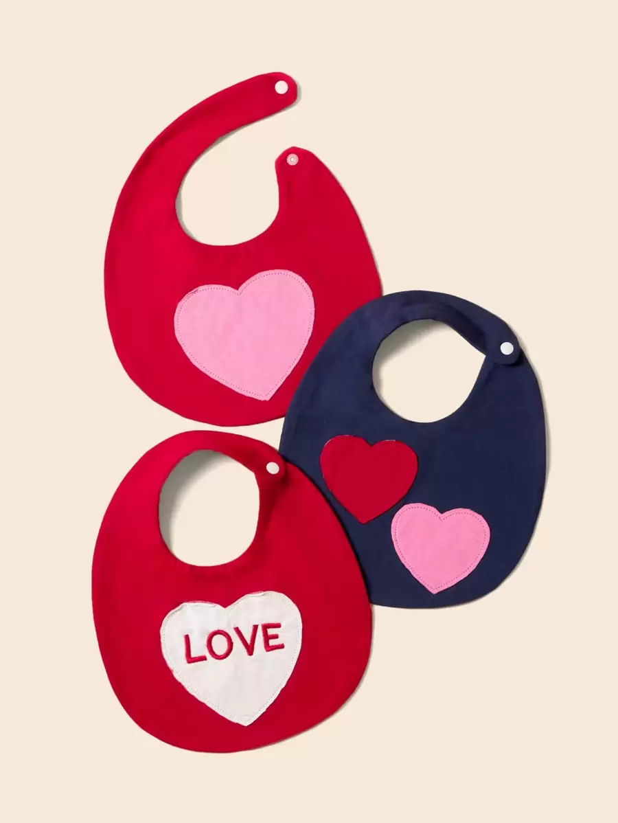 2pcs Baby Random Heart Pattern Bib - Multicolor - View 1