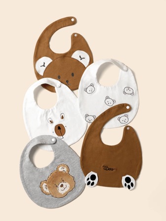 3pcs Baby Random Bear Pattern Bib