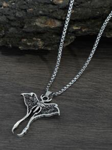 Men Moth Pendant Necklace, For Jewelry Gift And Party - Antique Silver - View 2