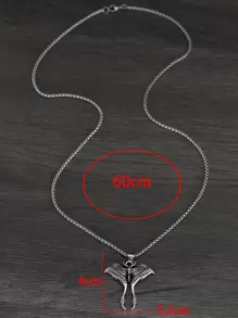 Men Moth Pendant Necklace, For Jewelry Gift And Party - Antique Silver - View 3