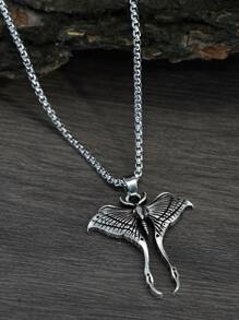 Men Moth Pendant Necklace, For Jewelry Gift And Party - Antique Silver - View 4