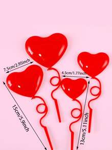 4入組愛心設計蛋糕裝飾 - 紅色 - 查看 2