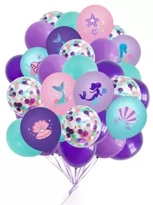 9 quả bóng bay họa tiết nàng tiên cá màu tím sequin nhiều màu sắc & 1 quả bóng bay ruy băng, bóng bay trang trí bằng cao su hiện đại cho tiệc, Giáng sinh - Nhiều màu - Xem 3
